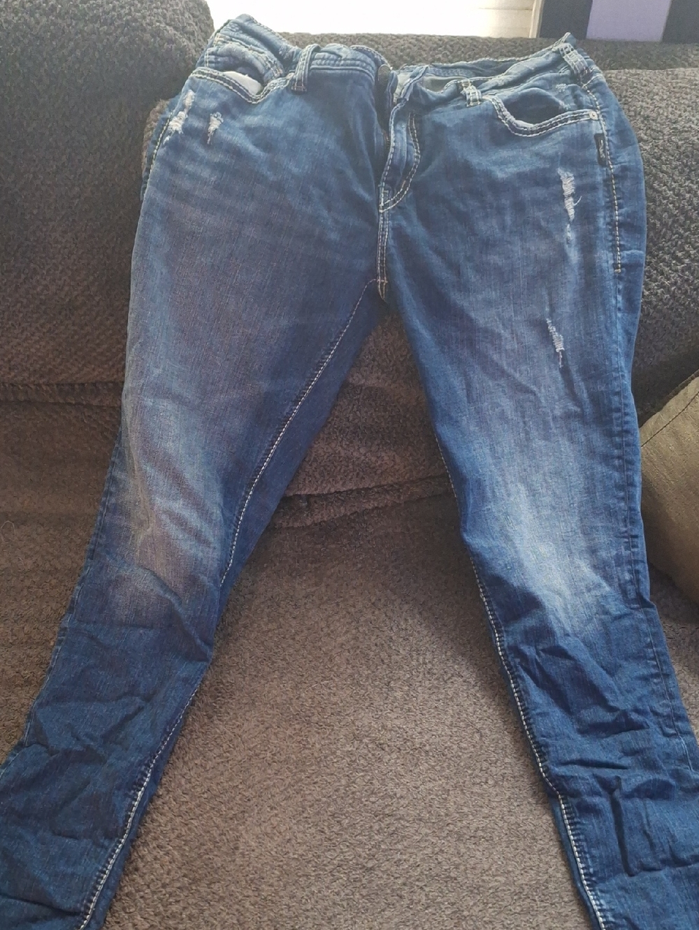 Silver Jeans Women's Skinny Distressed Dark Blue